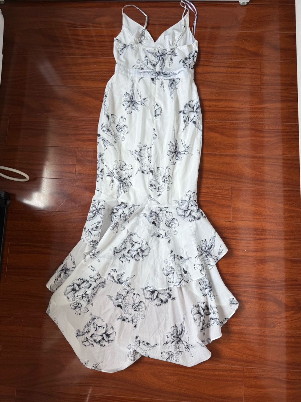 Lulus Darling Daylily Black and White Floral Print High-Low Maxi Dress